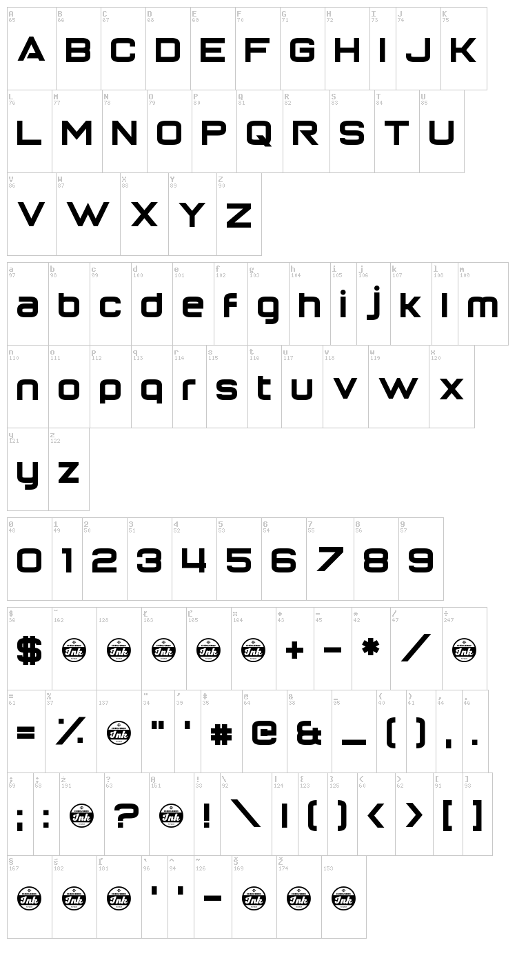 Return of the Grid font map